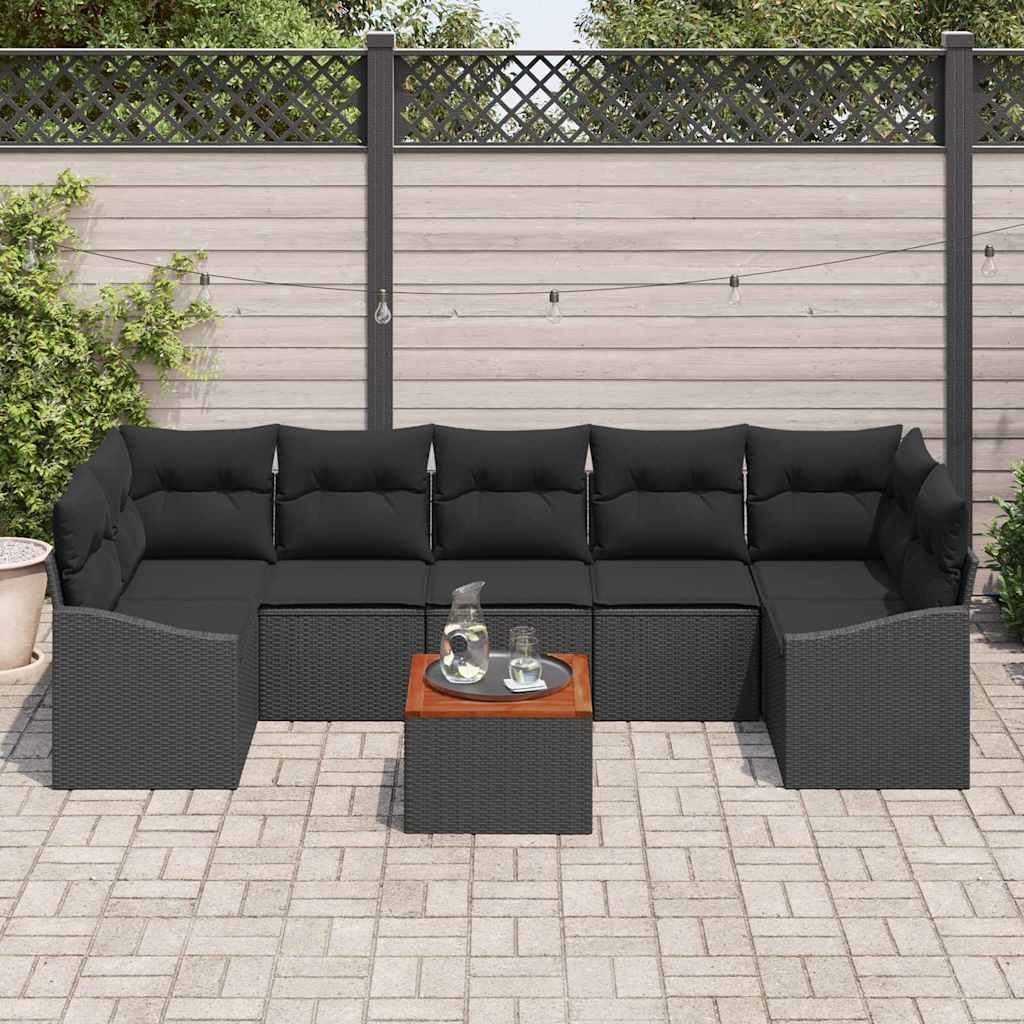 Ensemble de canapé de jardin avec stockage 8 pcs Noir polyrotin - XIOS