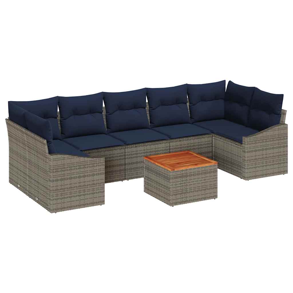Ensemble de canapé de jardin 8 pcs Gris et bleu marine - XIOS