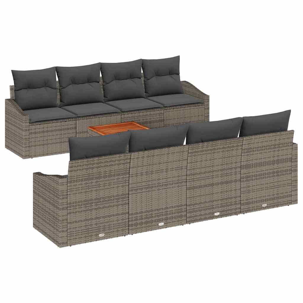 Ensemble de canapé de jardin avec stockage 9 pcs Gris polyrotin - XIOS