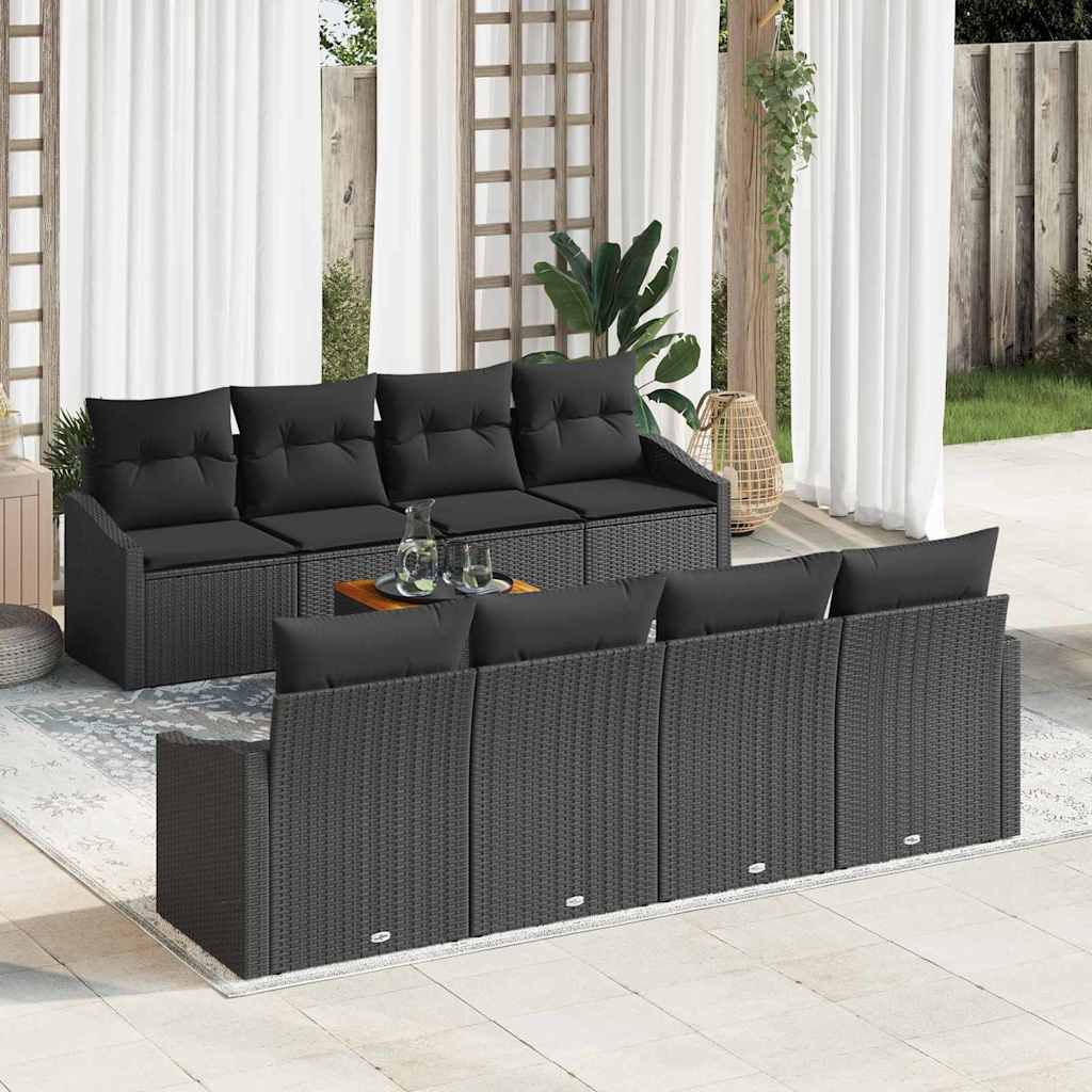 Ensemble de canapé de jardin avec stockage 9 pcs Noir polyrotin - XIOS