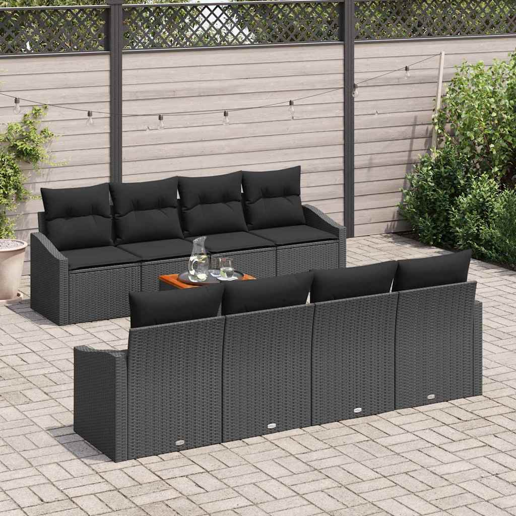 Ensemble de canapé de jardin avec stockage 9 pcs Noir polyrotin - XIOS