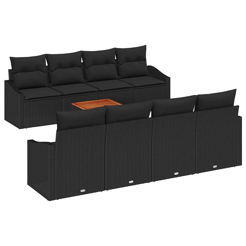 Ensemble de canapé de jardin avec stockage 9 pcs Noir polyrotin - XIOS