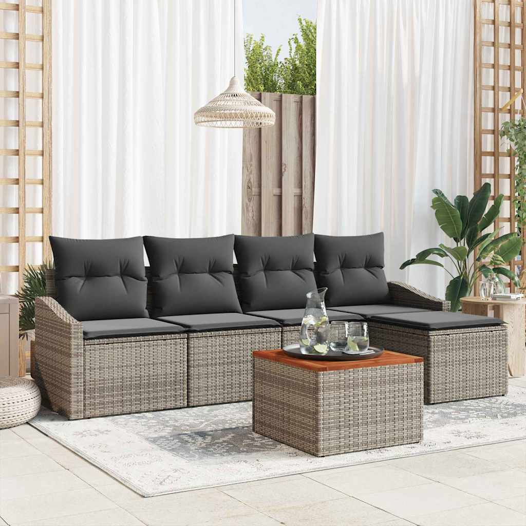 Ensemble de canapé de jardin avec stockage 6 pcs Gris polyrotin - XIOS