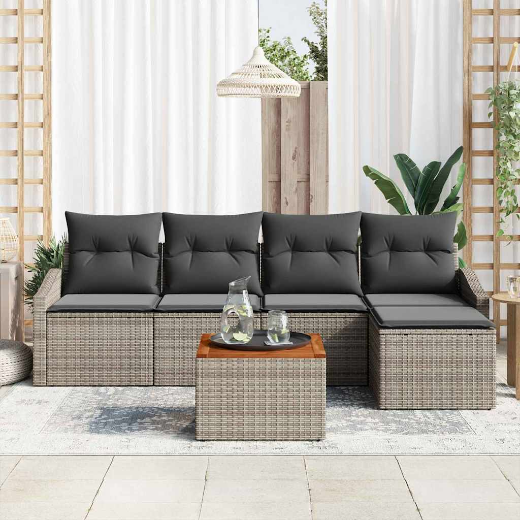 Ensemble de canapé de jardin avec stockage 6 pcs Gris polyrotin - XIOS