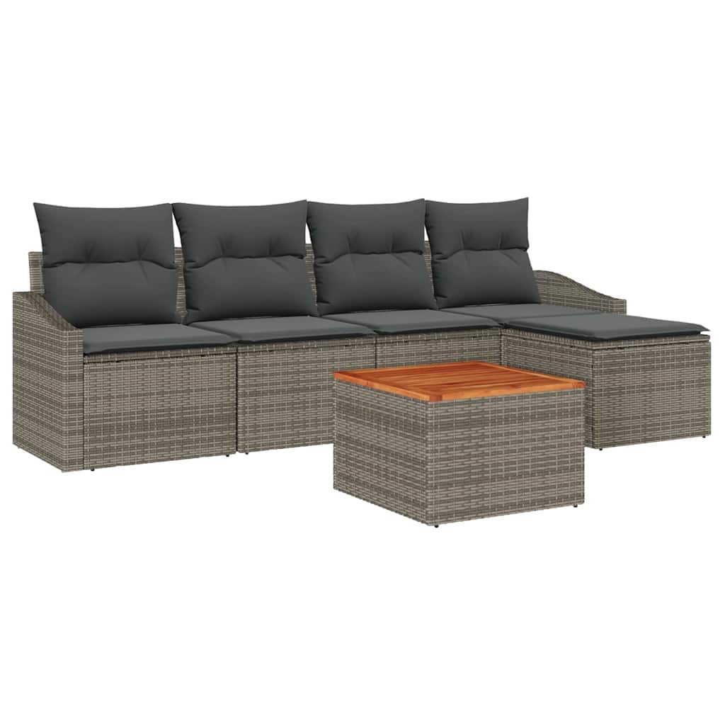 Ensemble de canapé de jardin avec stockage 6 pcs Gris polyrotin - XIOS