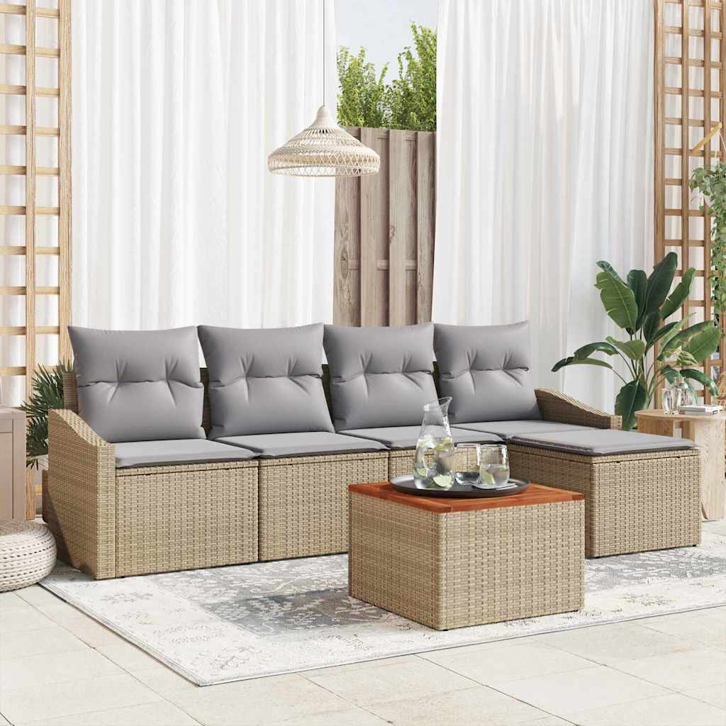 Ensemble de canapé de jardin 6 pcs Beige et Gris clair - XIOS