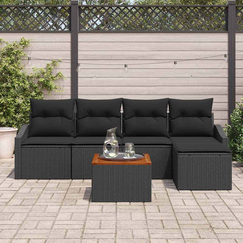 Ensemble de canapé de jardin avec stockage 6 pcs Noir polyrotin - XIOS