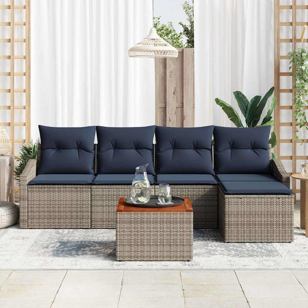 Ensemble de canapé de jardin 6 pcs Gris et bleu marine - XIOS