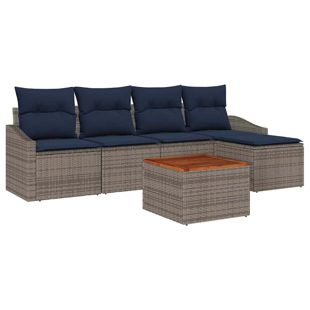 Ensemble de canapé de jardin 6 pcs Gris et bleu marine - XIOS