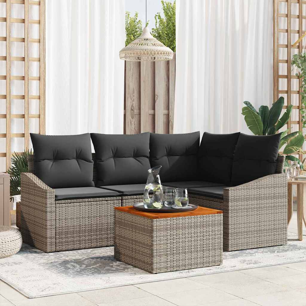 Ensemble de canapé de jardin avec stockage 5 pcs Gris polyrotin - XIOS
