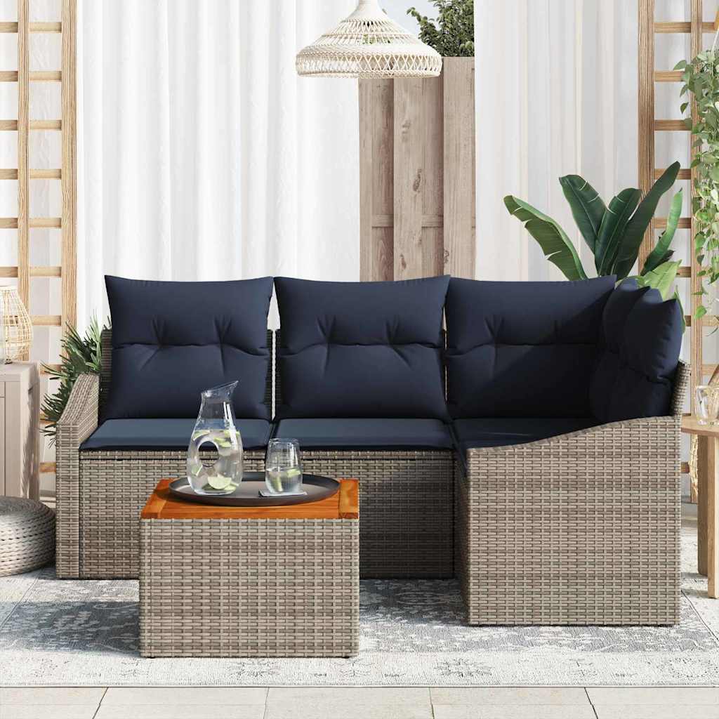 Ensemble de canapé de jardin 5 pcs Gris et bleu marine - XIOS