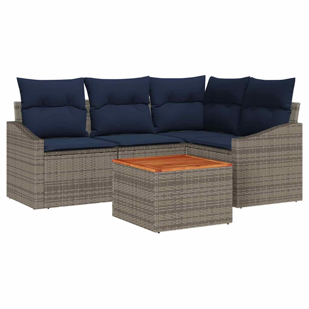 Ensemble de canapé de jardin 5 pcs Gris et bleu marine - XIOS