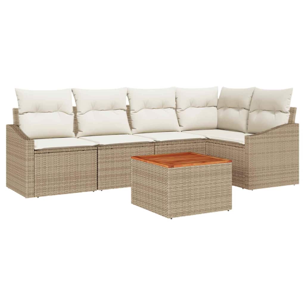 Ensemble de canapé de jardin 6 pc Beige et crème polyrotin
