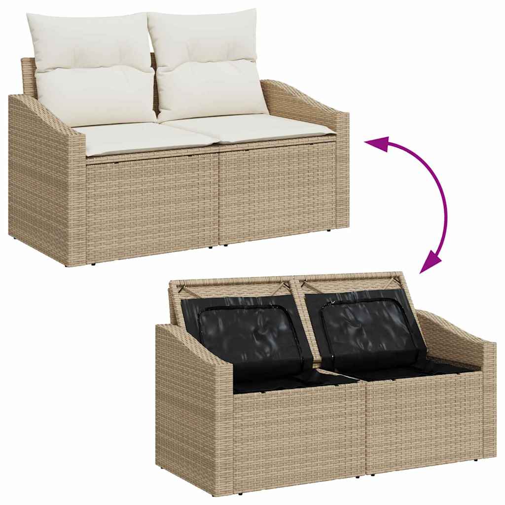 Ensemble de canapé de jardin 6 pc Beige et crème polyrotin