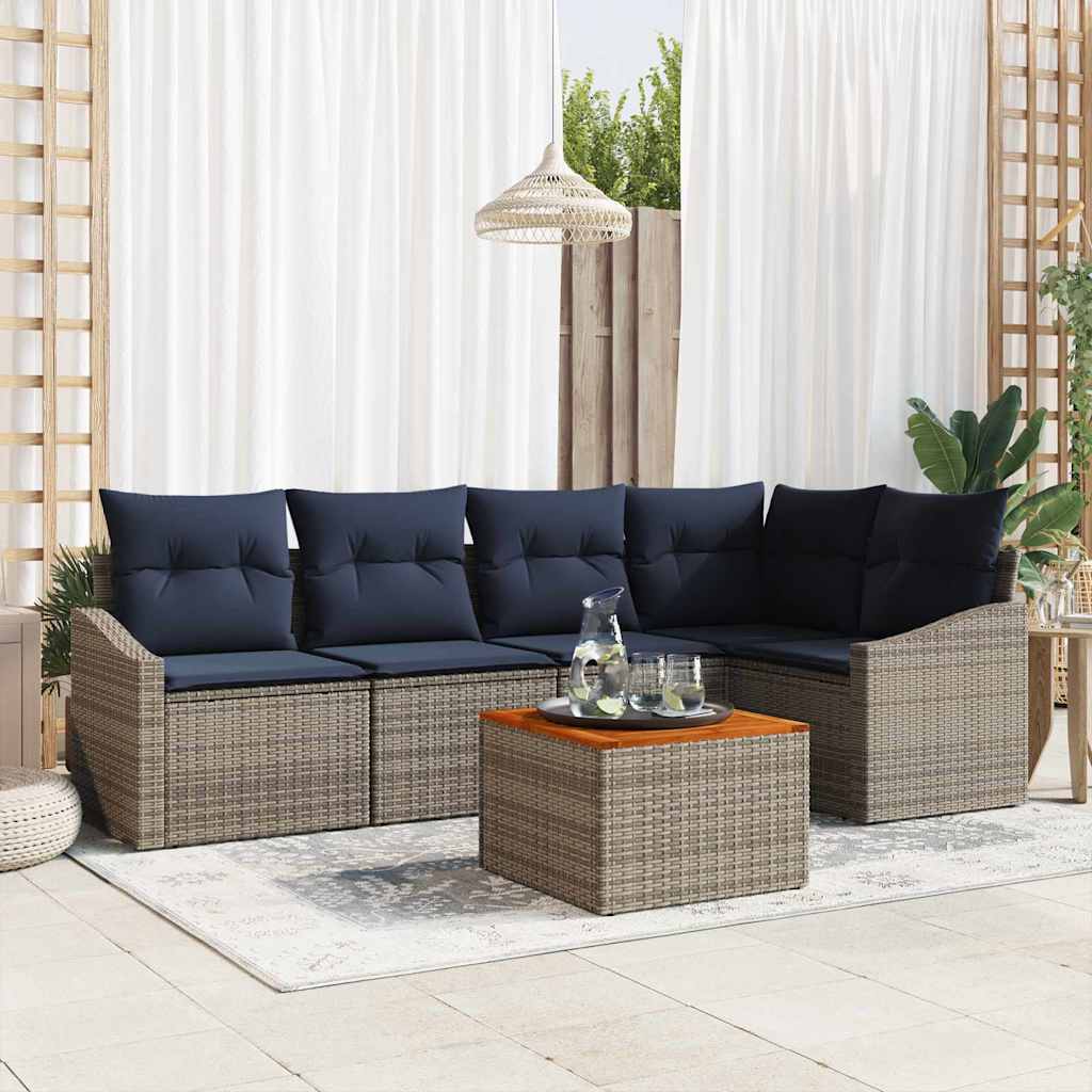 Ensemble de canapé de jardin 6 pcs Gris et bleu marine - XIOS