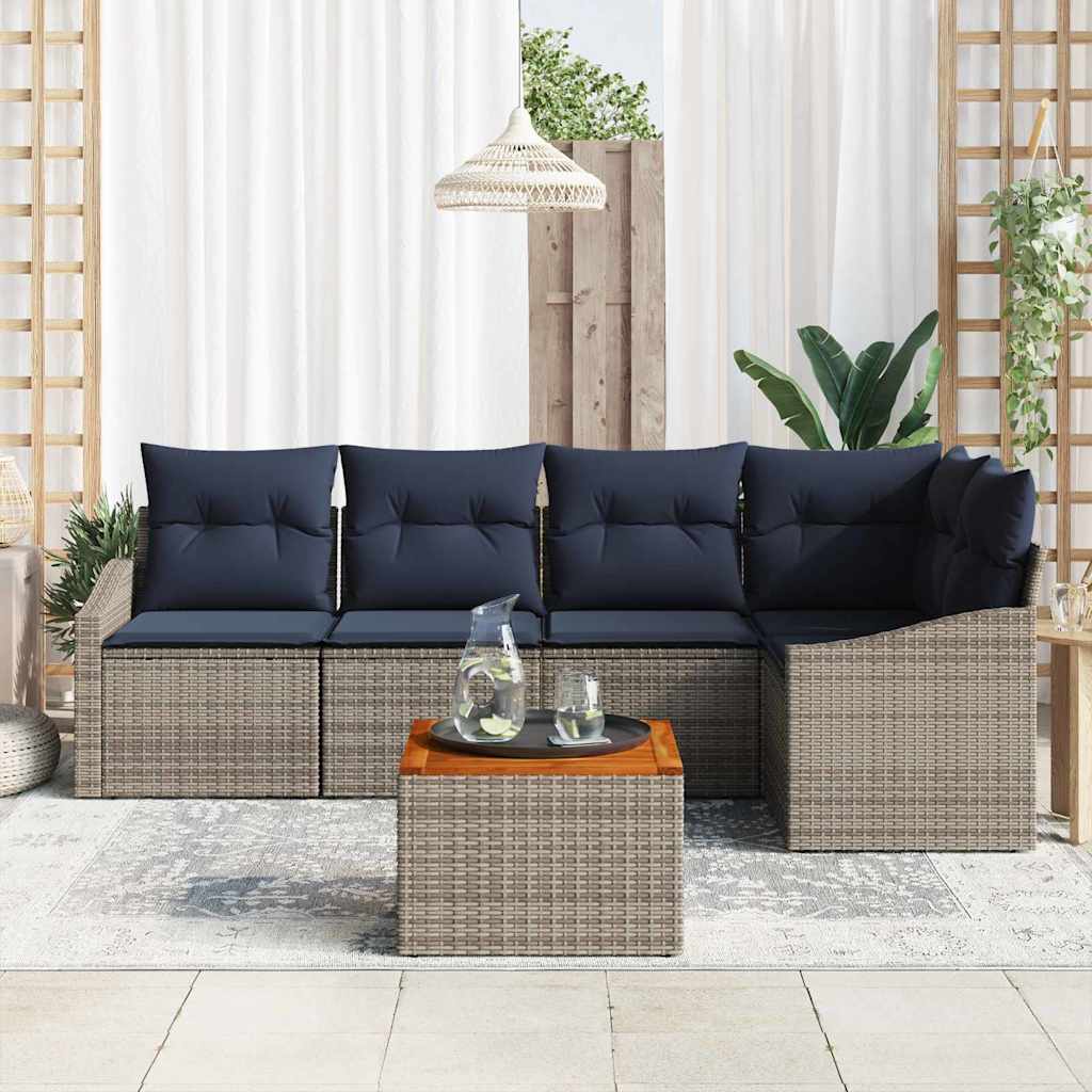 Ensemble de canapé de jardin 6 pcs Gris et bleu marine - XIOS