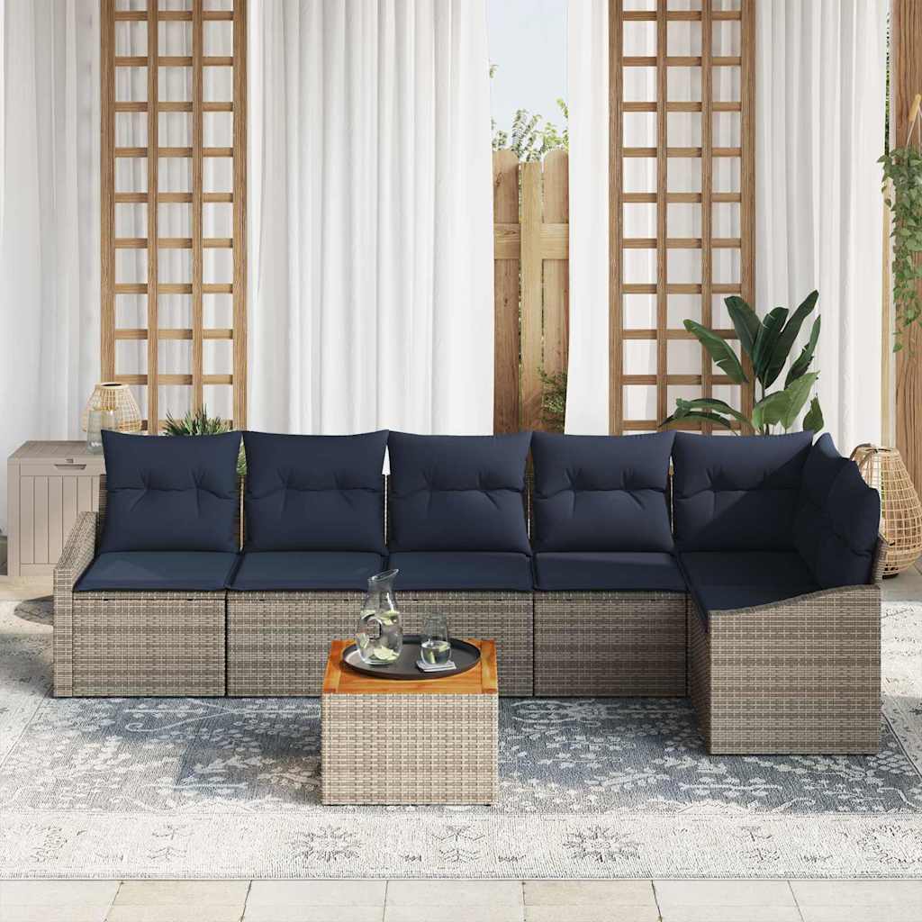 Ensemble de canapé de jardin 7 pcs Gris et bleu marine - XIOS