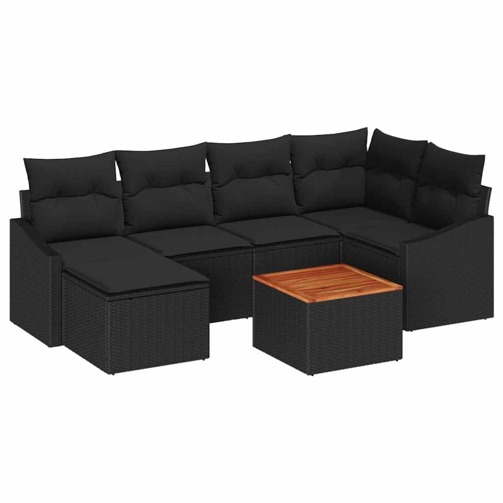 Ensemble de canapé de jardin avec stockage 7 pcs Noir polyrotin - XIOS
