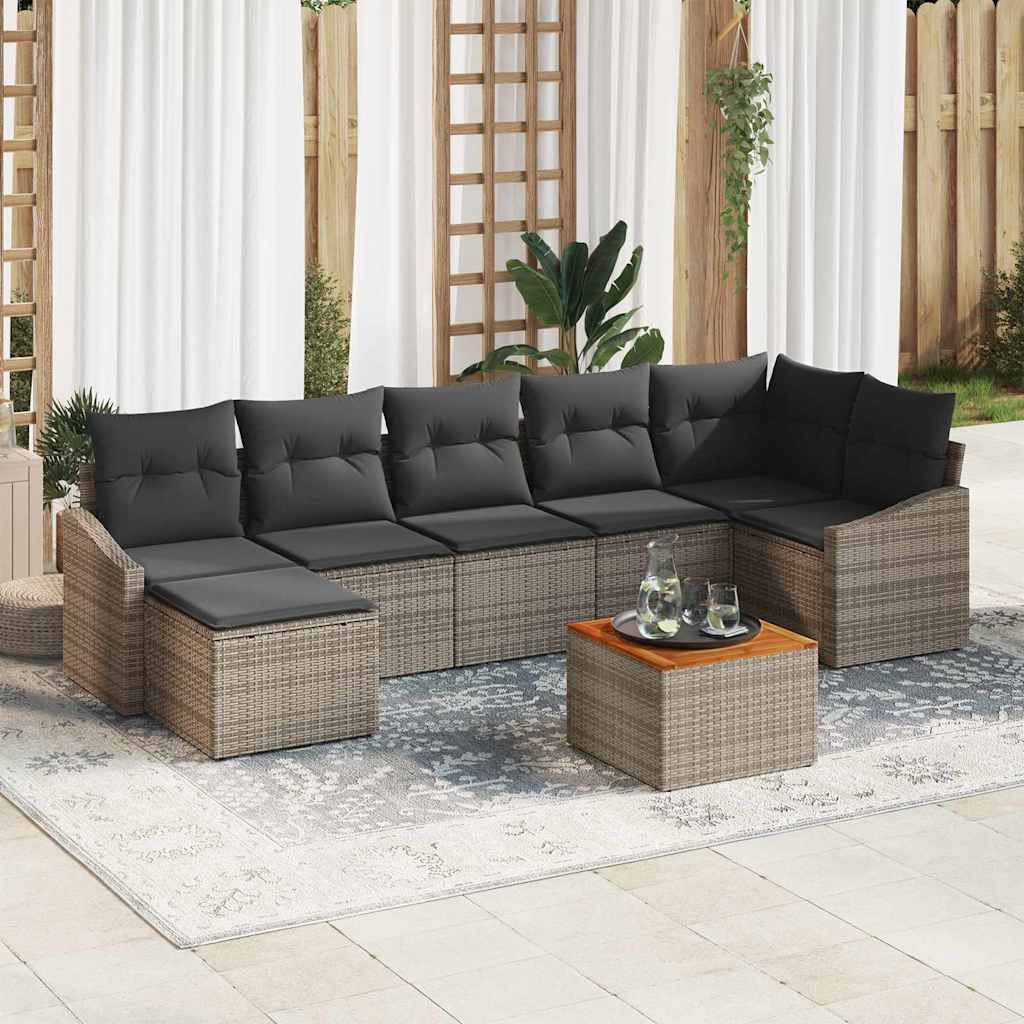 Ensemble de canapé de jardin avec stockage 8 pcs Gris polyrotin - XIOS
