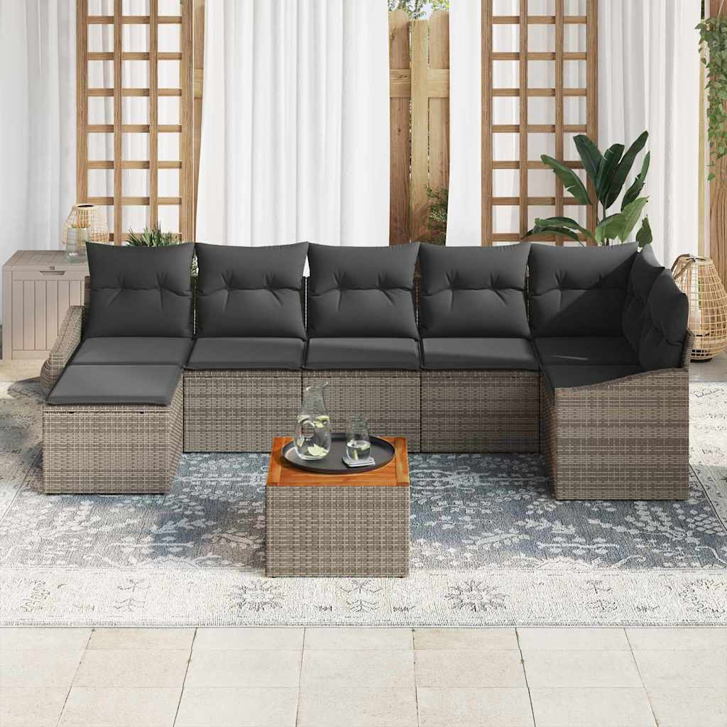 Ensemble de canapé de jardin avec stockage 8 pcs Gris polyrotin - XIOS