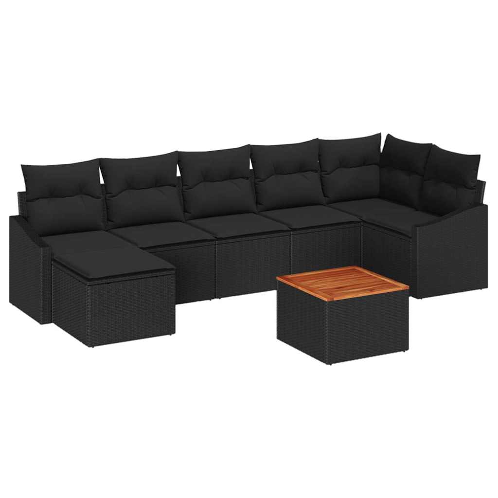 Ensemble de canapé de jardin avec stockage 8 pcs Noir polyrotin - XIOS