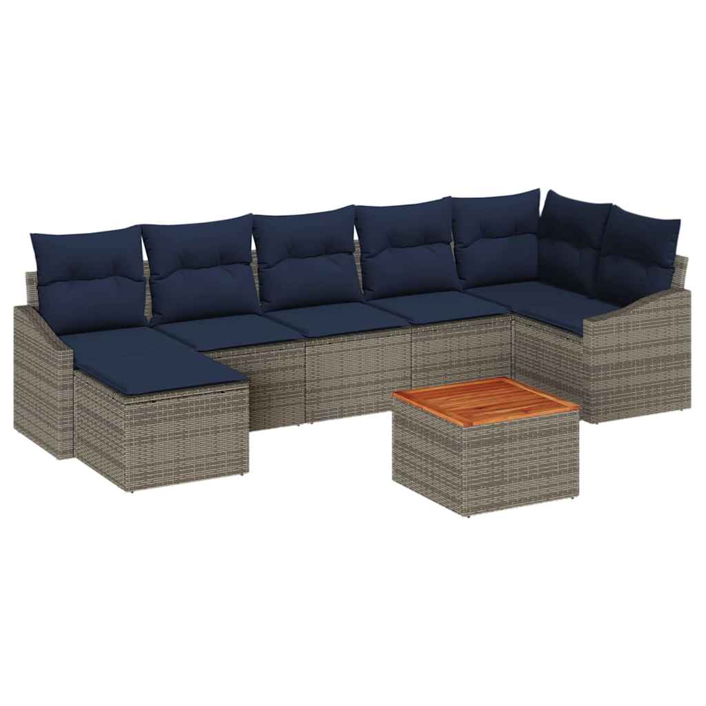 Ensemble de canapé de jardin 8 pcs Gris et bleu marine - XIOS