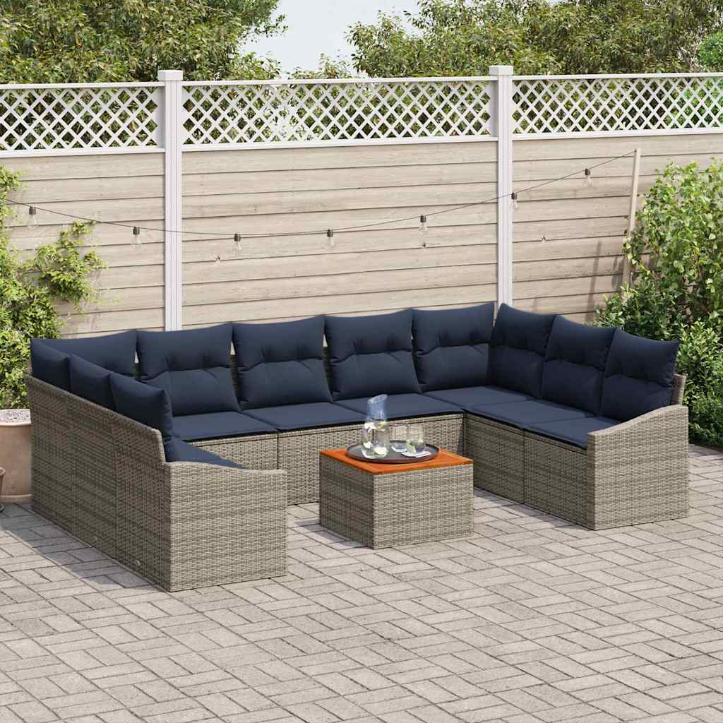 Ensemble de canapé de jardin 10 pcs Gris et bleu marine - XIOS