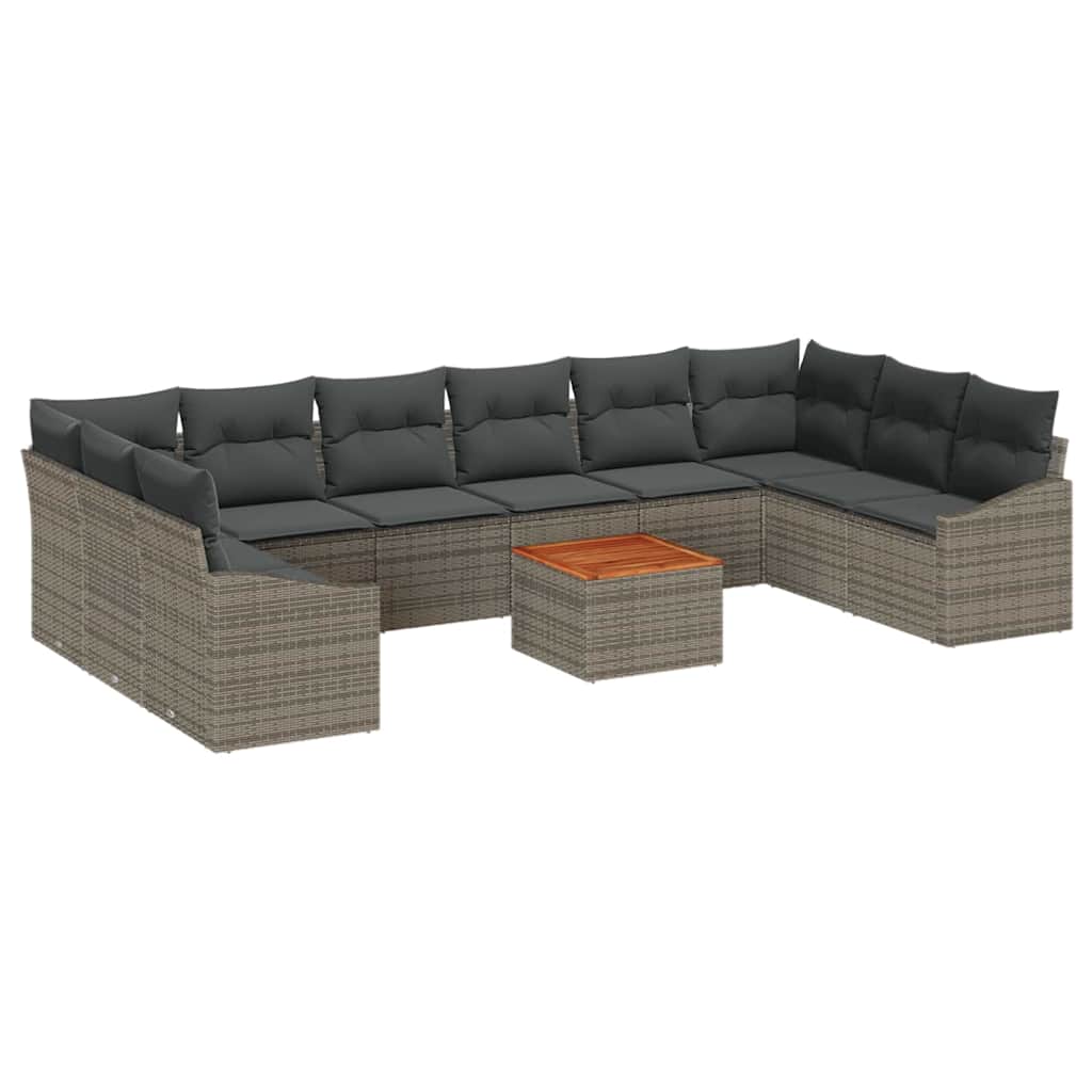 Ensemble de canapé de jardin 11 pcs Gris polyrotin - XIOS
