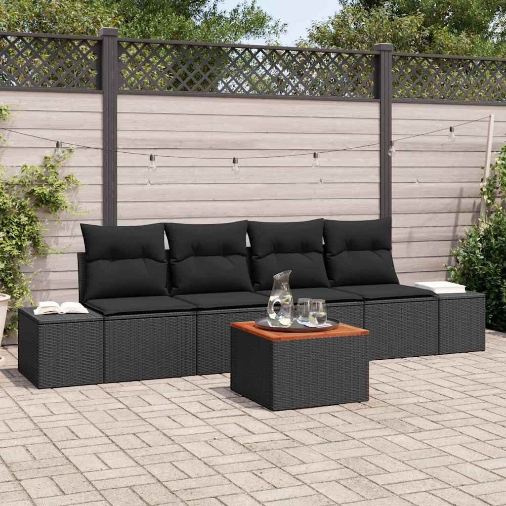Ensemble de canapé de jardin avec stockage 5 pcs Noir polyrotin - XIOS