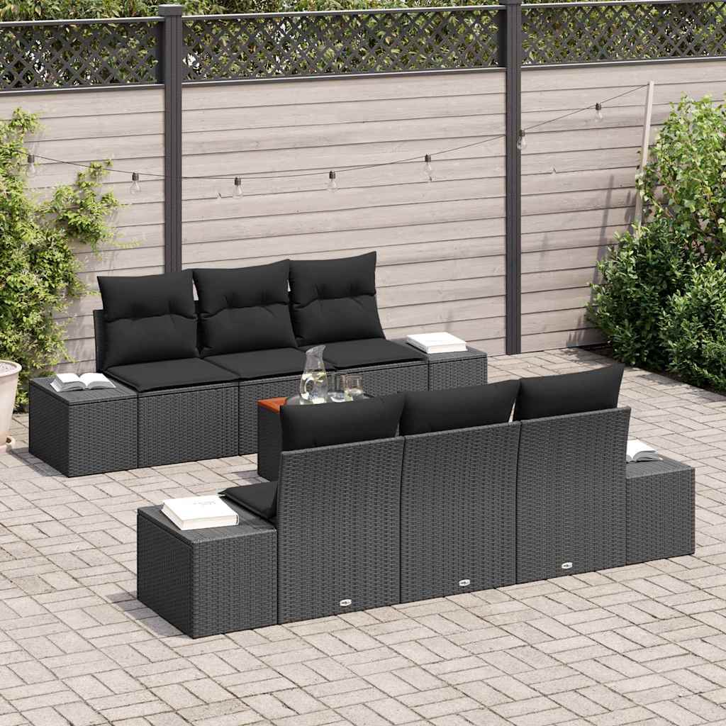Ensemble de canapé de jardin avec stockage 7 pcs Noir polyrotin - XIOS