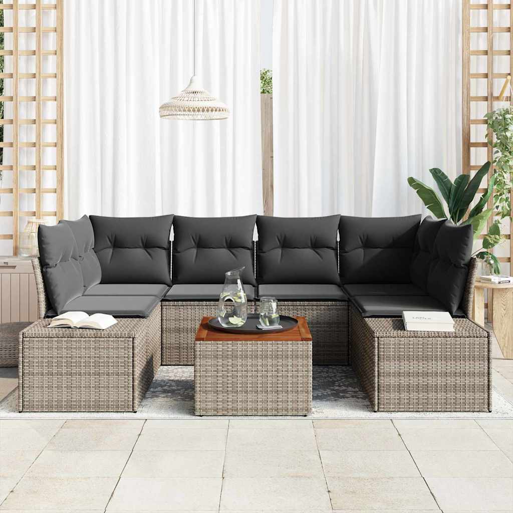 Ensemble de canapé de jardin avec stockage 7 pcs Gris polyrotin - XIOS