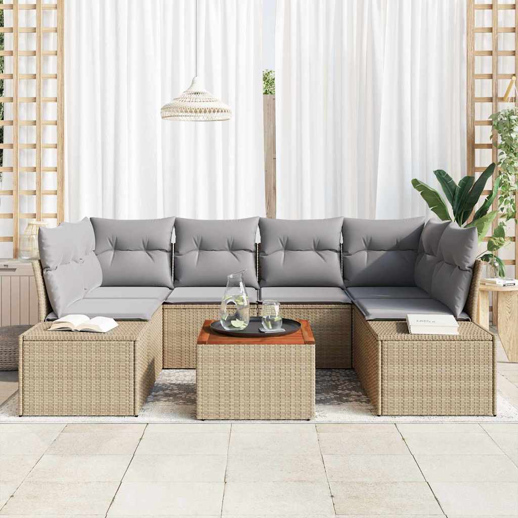 Ensemble de canapé de jardin 7 pcs Beige et Gris clair - XIOS
