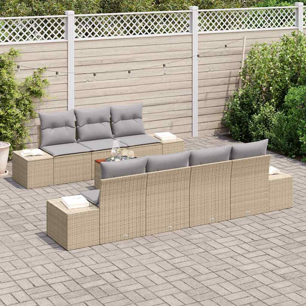 Ensemble de canapé de jardin 8 pcs Beige et Gris clair - XIOS