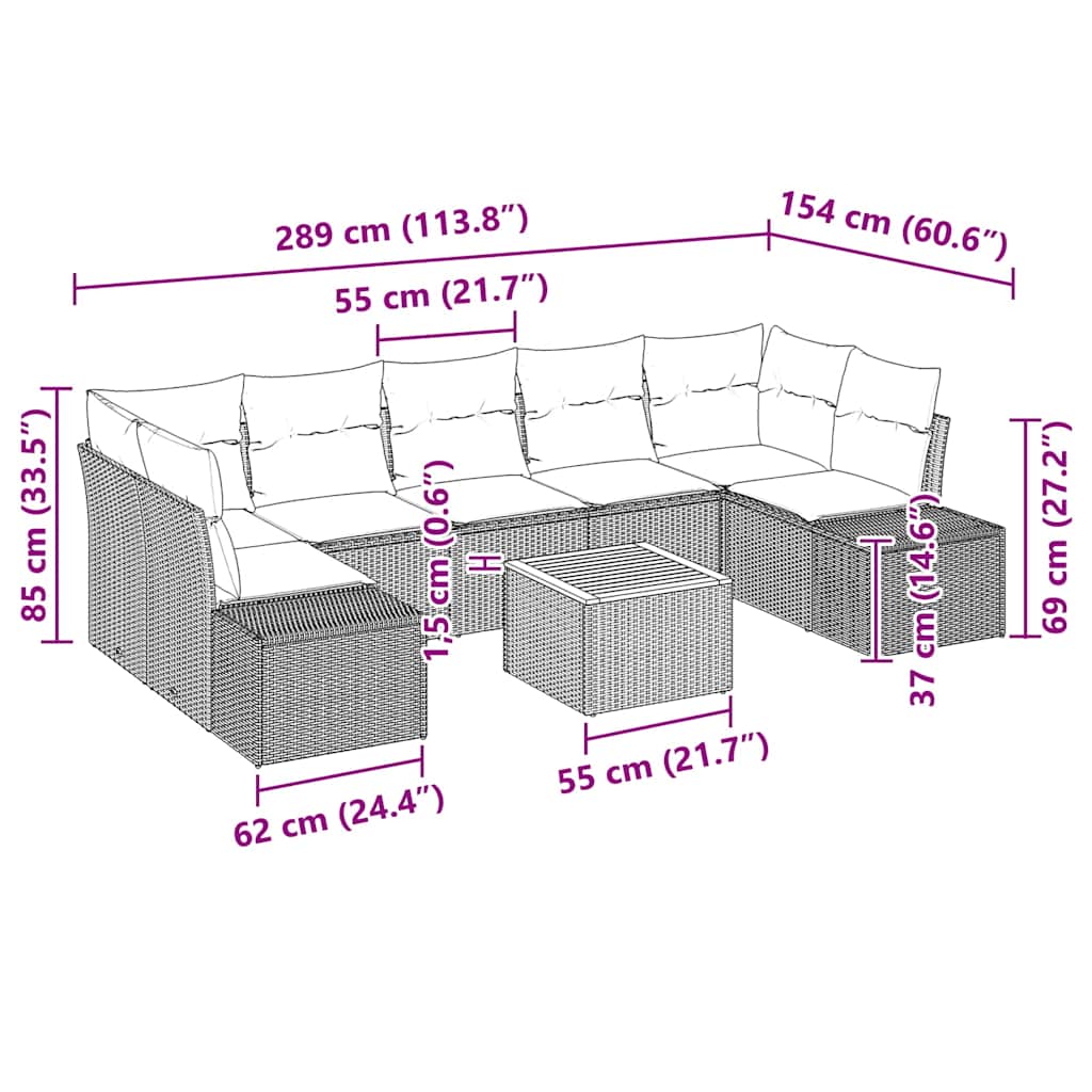Ensemble de canapé de jardin avec stockage 8 pcs Gris polyrotin - XIOS