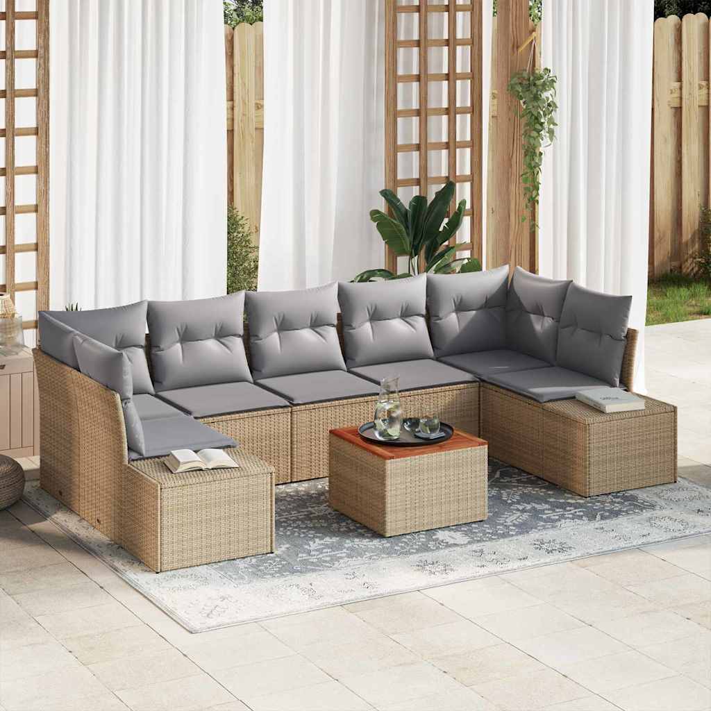 Ensemble de canapé de jardin 8 pcs Beige et Gris clair - XIOS