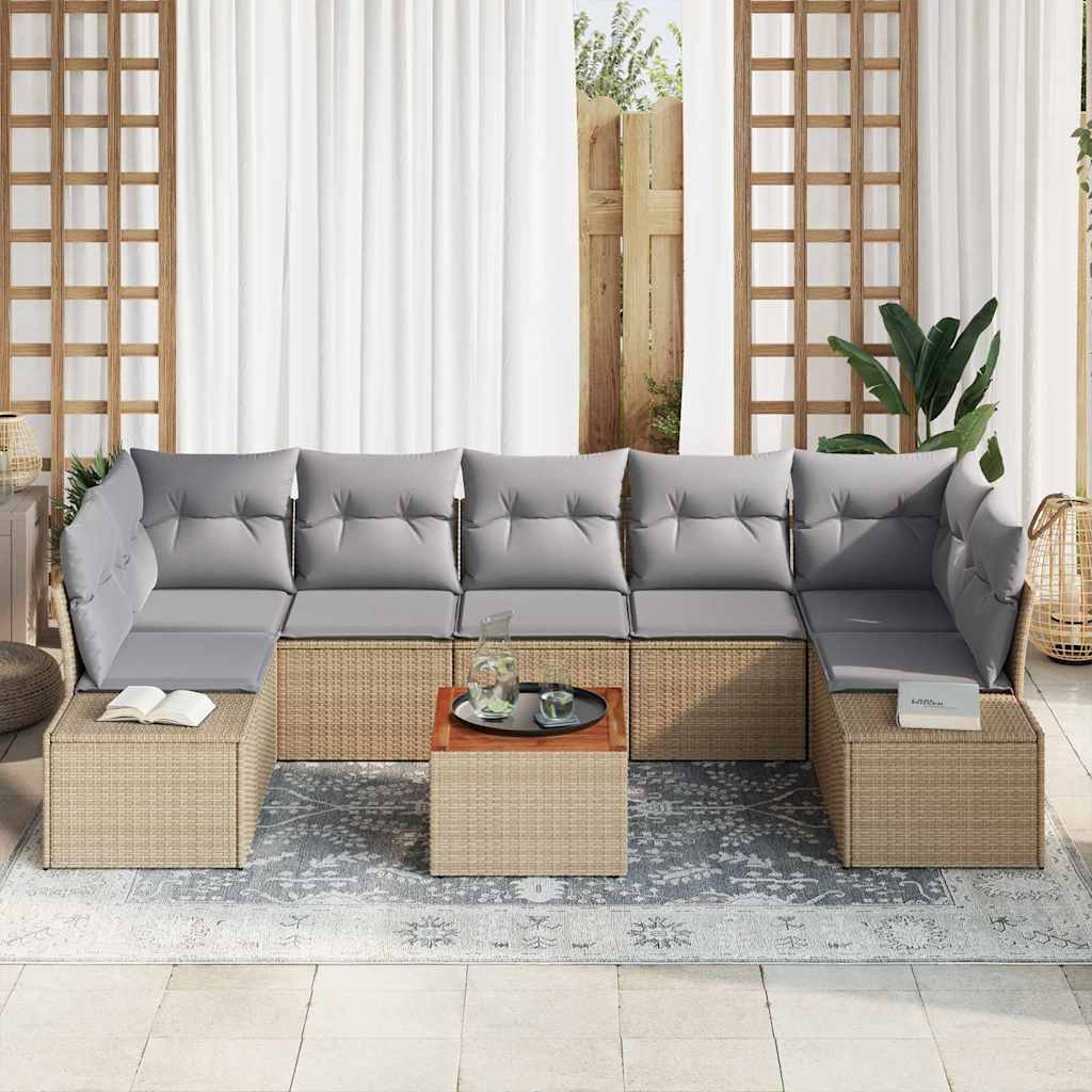 Ensemble de canapé de jardin 8 pcs Beige et Gris clair - XIOS