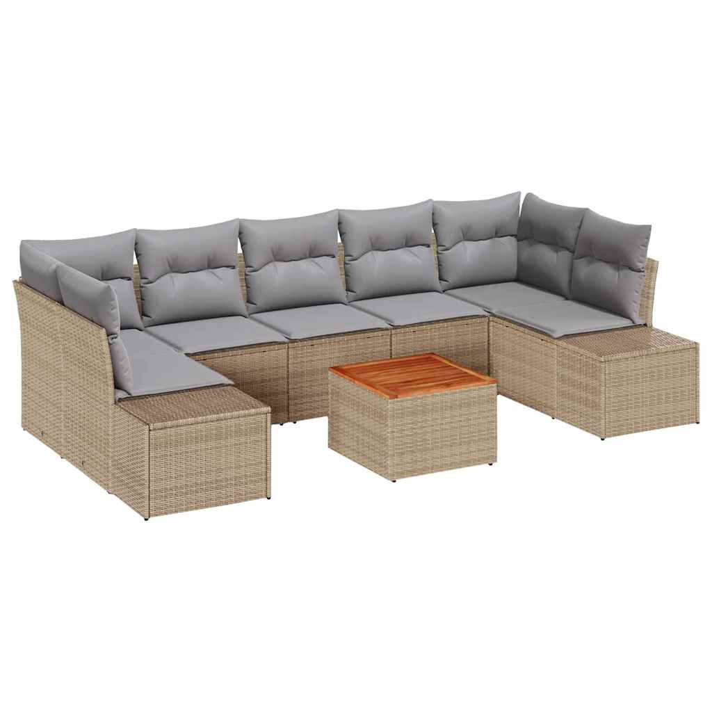 Ensemble de canapé de jardin 8 pcs Beige et Gris clair - XIOS