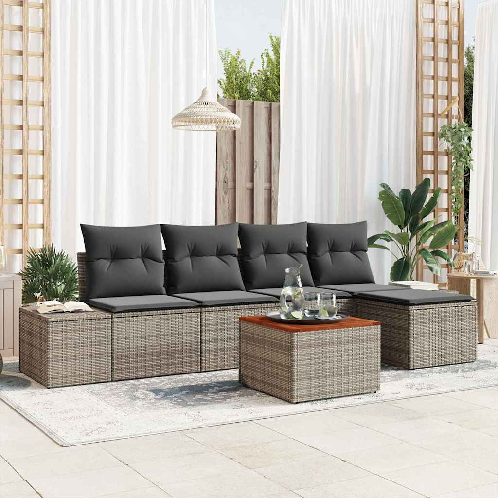 Ensemble de canapé de jardin avec stockage 6 pcs Gris polyrotin - XIOS