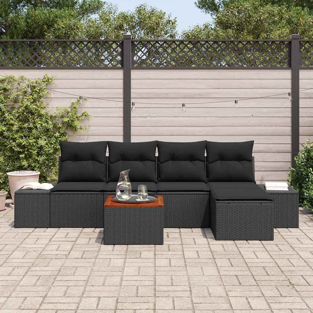Ensemble de canapé de jardin avec stockage 6 pcs Noir polyrotin - XIOS