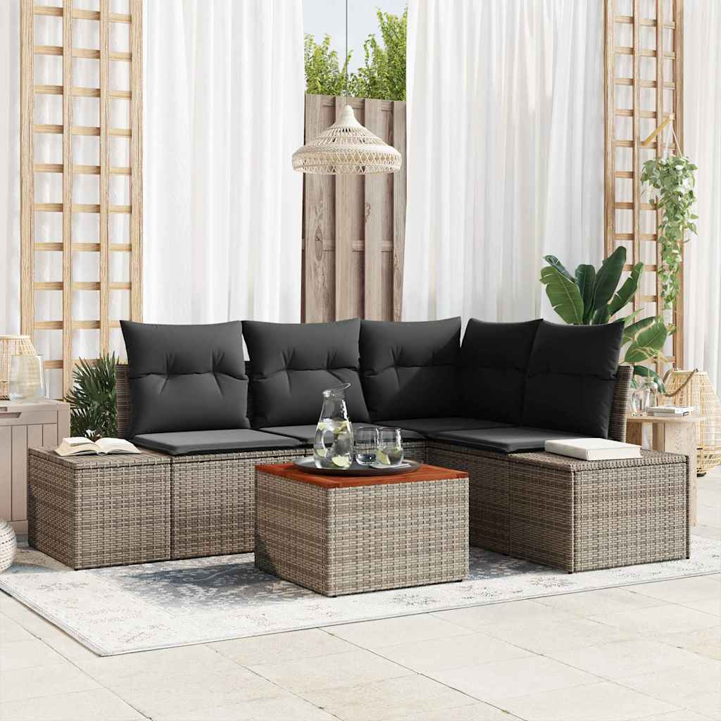 Ensemble de canapé de jardin avec stockage 5 pcs Gris polyrotin - XIOS
