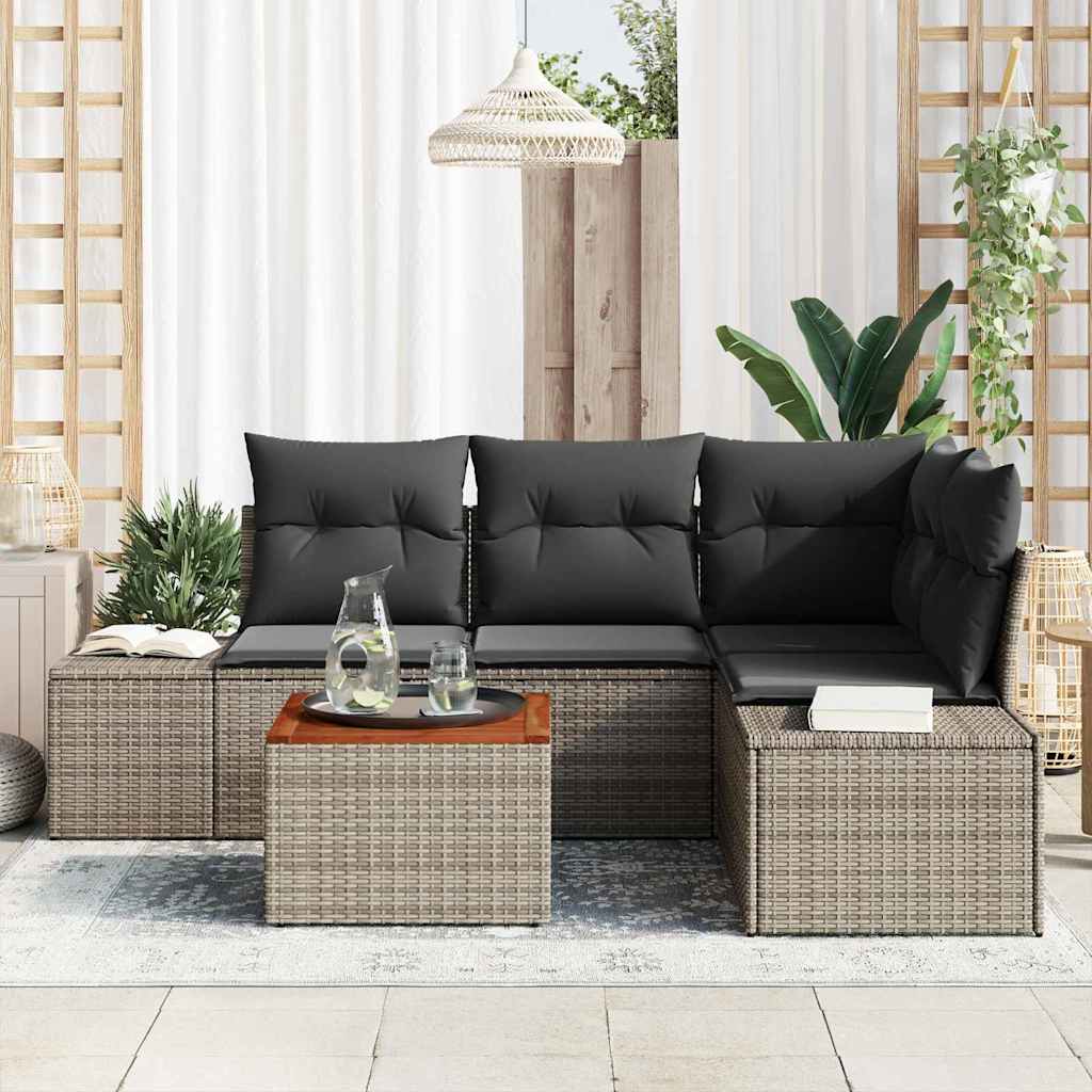 Ensemble de canapé de jardin avec stockage 5 pcs Gris polyrotin - XIOS