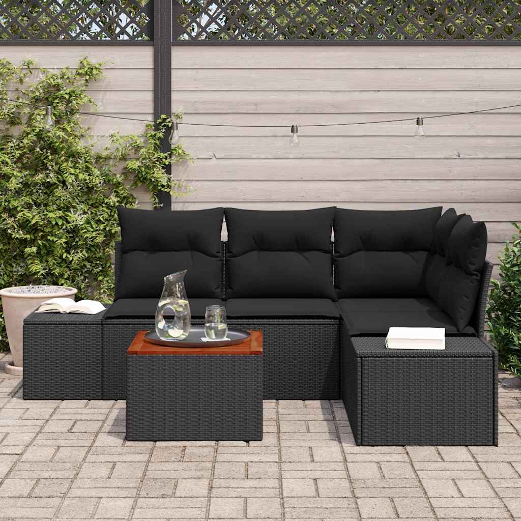 Ensemble de canapé de jardin avec stockage 5 pcs Noir polyrotin - XIOS
