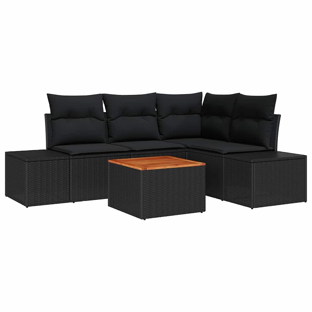 Ensemble de canapé de jardin avec stockage 5 pcs Noir polyrotin - XIOS