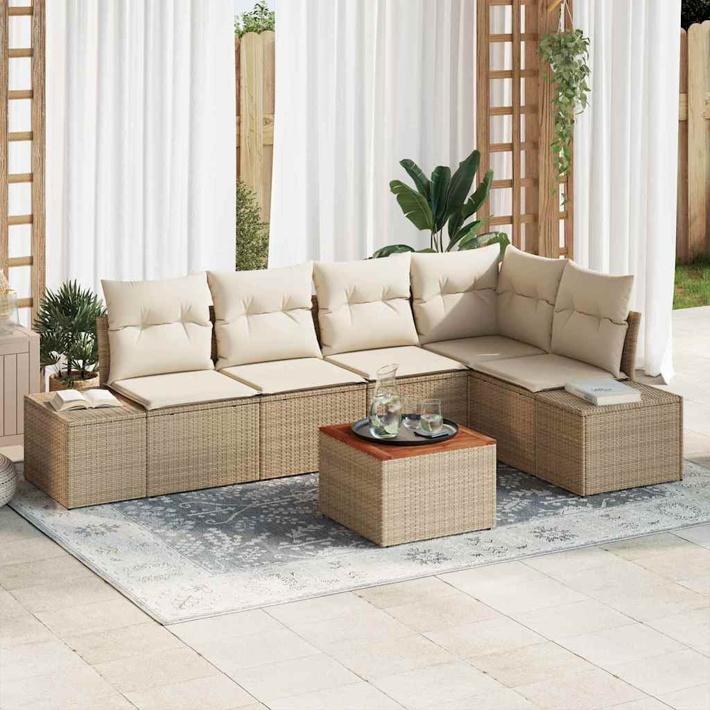 Ensemble de canapé de jardin 6 pc Beige et crème polyrotin