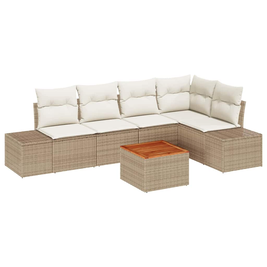 Ensemble de canapé de jardin 6 pc Beige et crème polyrotin