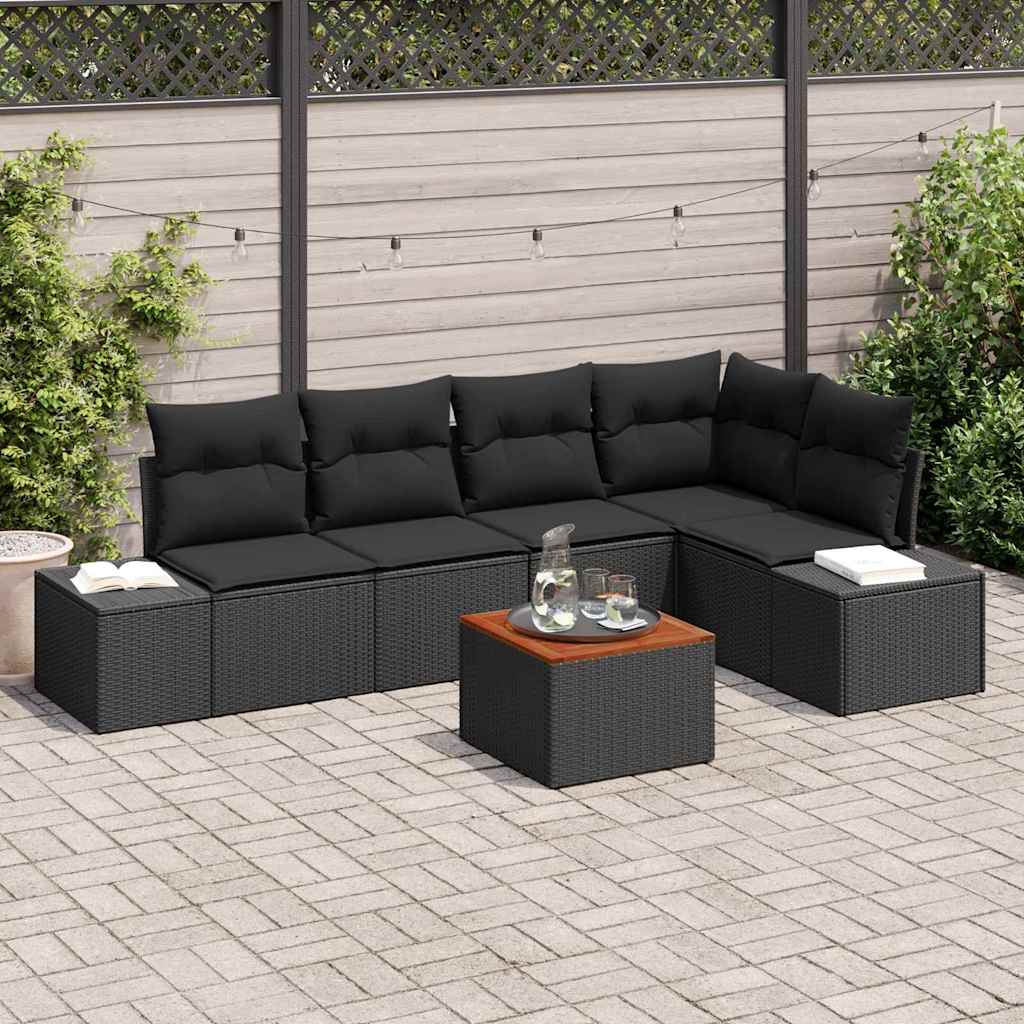 Ensemble de canapé de jardin avec stockage 6 pcs Noir polyrotin - XIOS