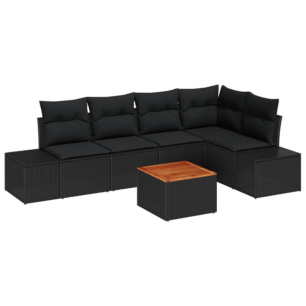 Ensemble de canapé de jardin avec stockage 6 pcs Noir polyrotin - XIOS