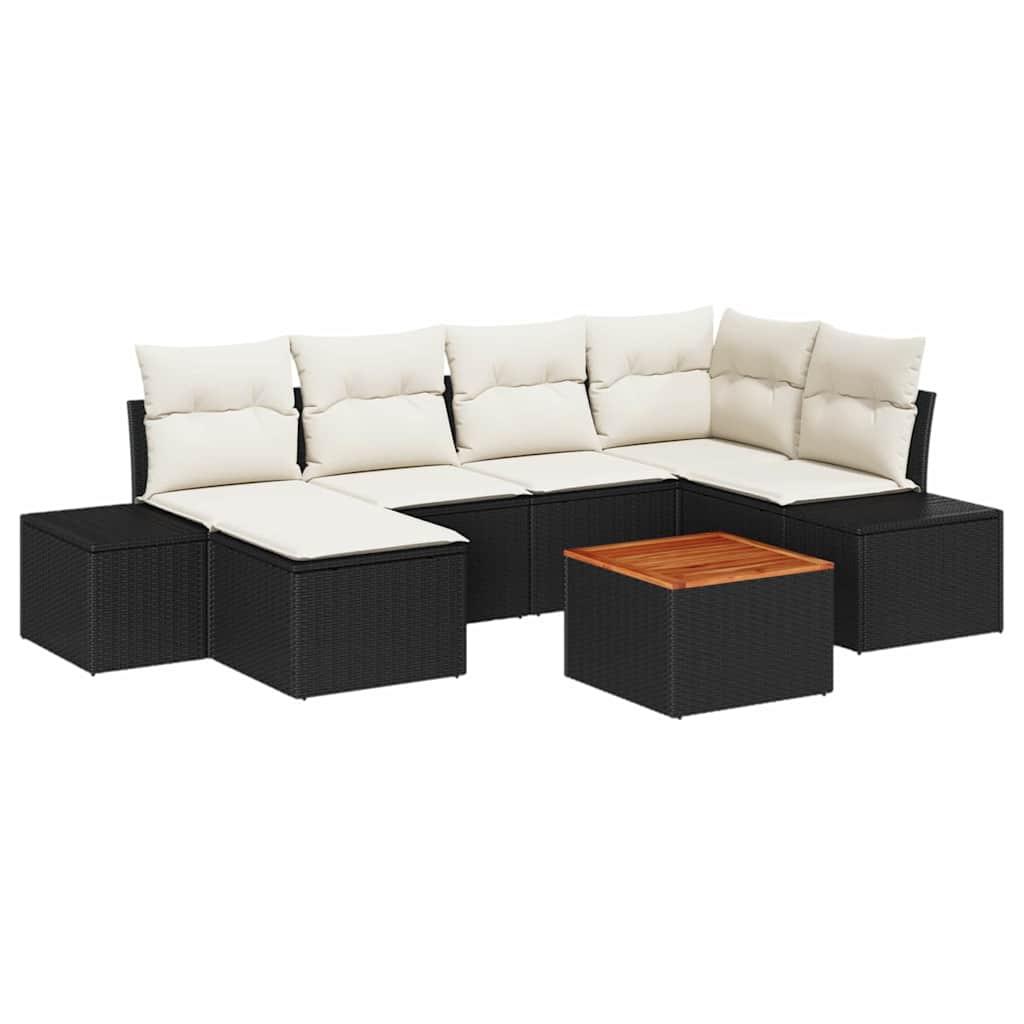 Ensemble de canapé de jardin 7 pcs Noir et blanc - XIOS