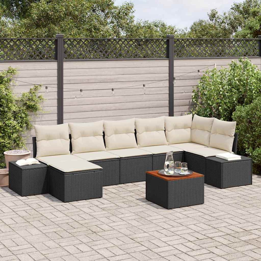 Ensemble de canapé de jardin 8 pc Noir et blanc