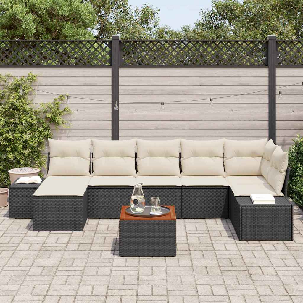 Ensemble de canapé de jardin 8 pc Noir et blanc